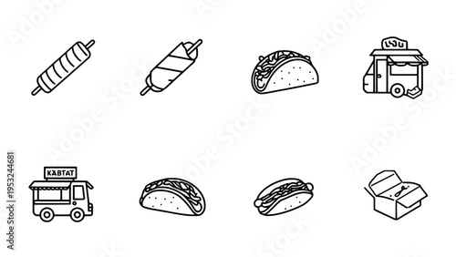 Food truck menu icons