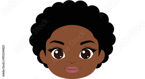 Black woman face vector illustration, flat design, for beauty, afro, hair care, style
