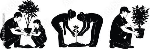 Black handgun pistol silhouette isolated on white background, semi automatic firearm side view, professional gun weapon safety security defense flat vector illustration design asset