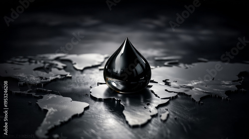 Oil Drop Over World Map: A ...