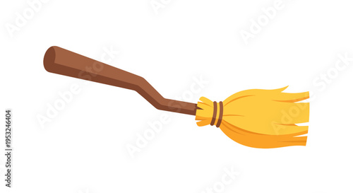 Broom illustration, vector style graphic, for cleaning, magic, witch, Halloween, isolated design.