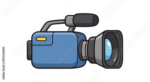 Blue Camcorder Vector Illustration, Flat Design, for Video Production and Filmmaking