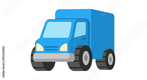 Blue Delivery Truck Vector Illustration, Flat Design for Transportation and Logistics
