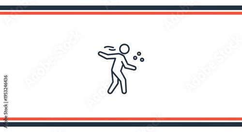 Person Throwing Snowballs Icon, Winter Fun, Outdoor Activity, Simple Line Art