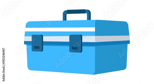 Blue Toolbox Vector Illustration, Flat Design for Storage, Tools, and DIY Projects