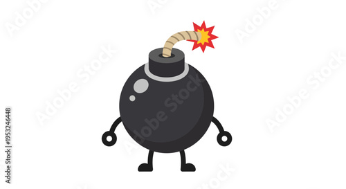 Bomb illustration, vector style graphic, danger concept, explosive design, cartoon icon, war symbol