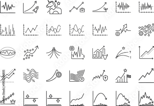 Startup success startup unicorn and rocket growth icons