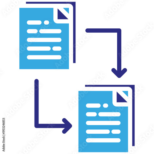 Data Copy Blue Duotone Glyph Icon