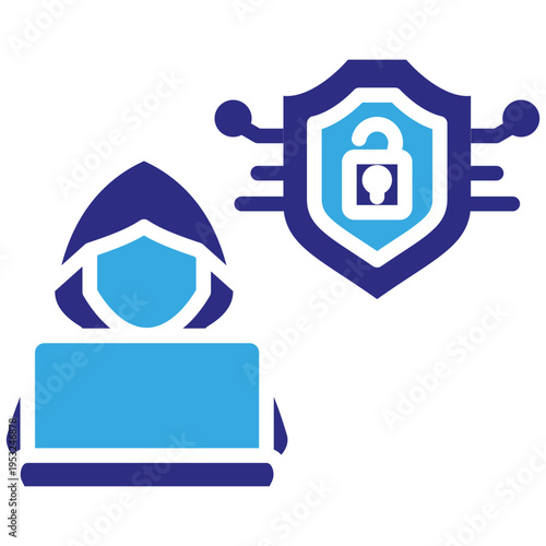 Cyber Attack Blue Duotone Glyph Icon