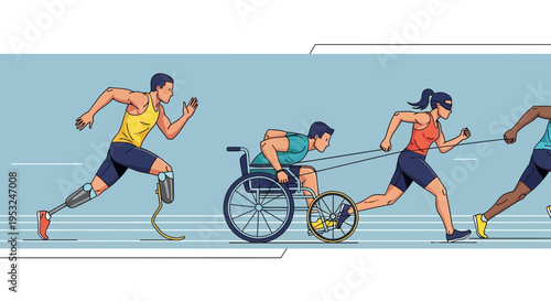 Athletes Competing in Track Event.