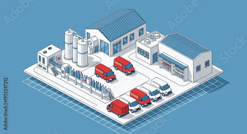 Isometric view of a parking lot.