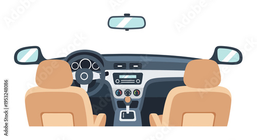 Car interior illustration, vector style graphic, for automotive design, transportation, and vehicle concepts