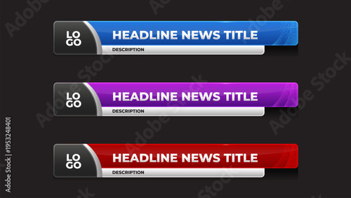 headline overlay with variation color for broadcasting media template