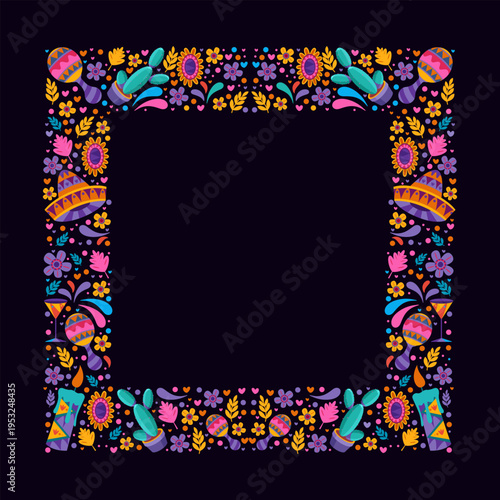 rectangle decorative border with pop color for photo and quote template