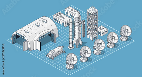 Satellite Technology Industrial Complex Structure.