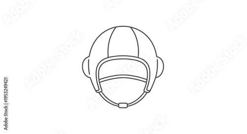 Minimalist Line Art Icon of a Sports Helmet, Safety Gear, Protection Symbol