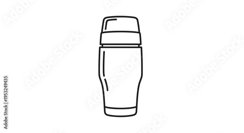 Minimalist Line Art Icon of a Travel Mug or Tumbler
