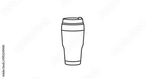 Minimalist Line Art Icon of a Travel Tumbler Cup