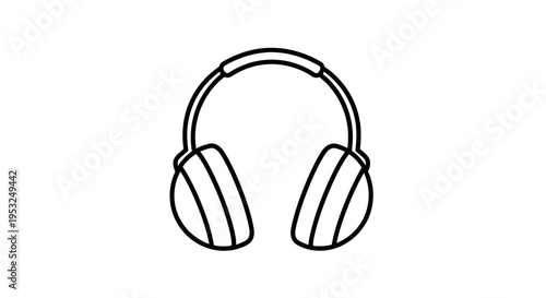 Minimalist Line Art Icon of Headphones, Simple Vector Illustration for Audio and Music