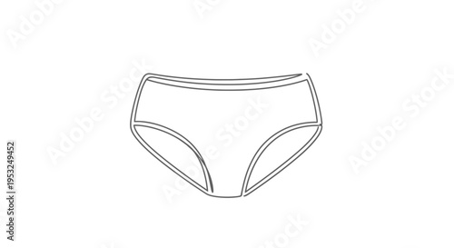 Minimalist Line Art Icon of Women's Underwear, Simple Panty Outline