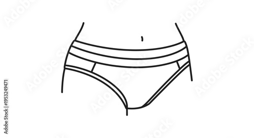 Minimalist Line Art Illustration of Women's Underwear Briefs