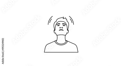 Man Looking Up with Wavy Lines Indicating Thought or Idea