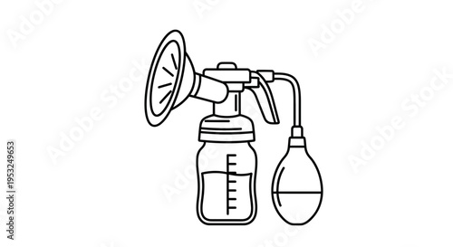 Manual Breast Pump Icon, Baby Feeding Equipment, Lactation Aid, Motherhood Symbol