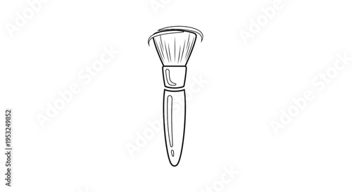 Hand-drawn illustration of a makeup brush, cosmetic tool, beauty accessory, sketch style