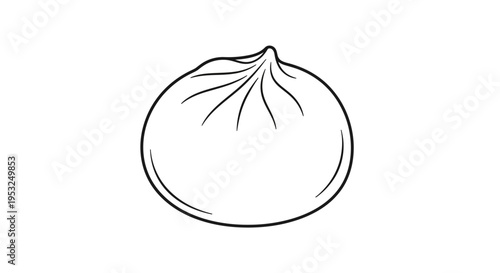 Hand-drawn illustration of a delicious bao bun, a steamed bun with filling, isolated on white background.