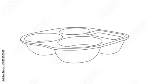Empty Divided Tray with Four Compartments for Food or Storage