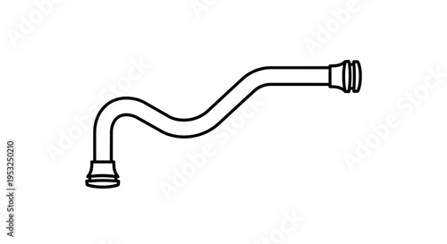 Flexible S-Shaped Pipe with Connectors, Isolated on White Background