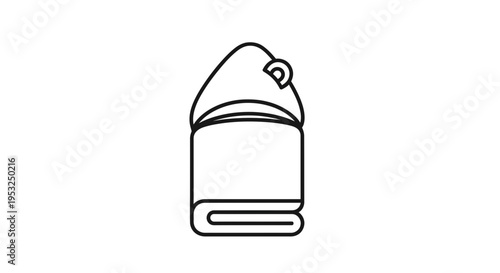 Folded towel icon, minimalist line art, simple vector illustration for hygiene and spa concepts