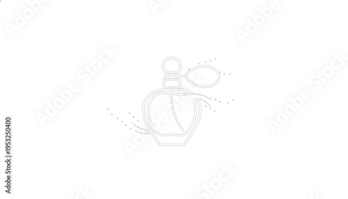 Elegant Perfume Bottle Outline with Swirling Scent Trails