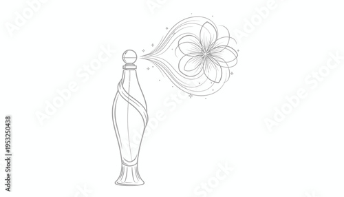Elegant Perfume Bottle with Flower Scent Illustration
