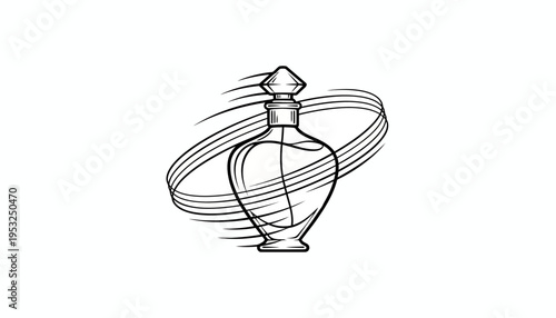 Elegant Perfume Bottle with Swirling Scent Trails - Vintage Style