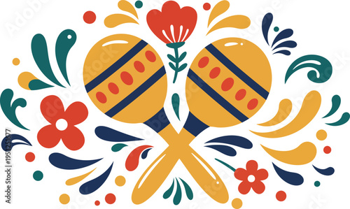 Abstract floral pattern vector illustration of a flower and butterfly with black silhouette leaf ornaments in a seamless nature design