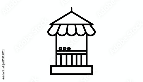 Carnival Game Booth Icon, Fairground Stall, Amusement Park Stand, Vector Illustration
