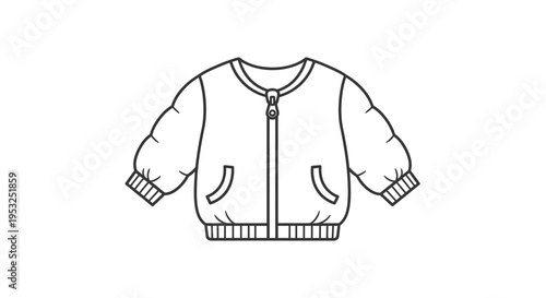 Children's bomber jacket outline, casual outerwear, fashion illustration, vector graphic