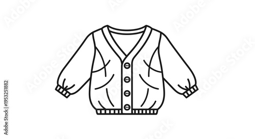 Childrens Cardigan Outline Icon, Baby Clothes Vector Illustration