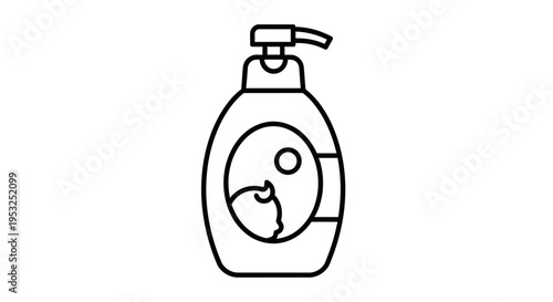 Baby Shampoo Bottle Icon, Gentle Care for Infants, Simple Line Art