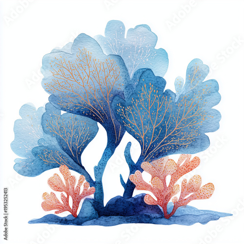 Wallpaper Mural Watercolor Sea Animals and seaweed Set – Underwater Clipart Collection Torontodigital.ca