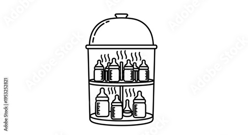 Baby Bottle Sterilizer Icon: Steam Cleaning Baby Bottles for Hygiene and Health