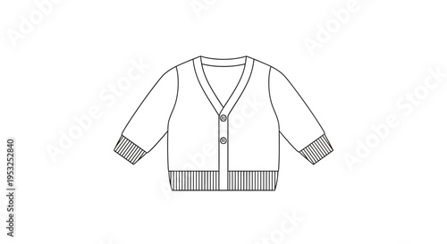 Baby Cardigan Flat Sketch, Fashion Design Template, Vector Illustration