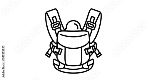 Baby Carrier Icon: Front View Silhouette of Parent Holding Infant, Ergonomic Design