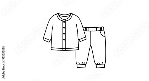 Baby Clothes Outline Icon: Cardigan and Pants Set