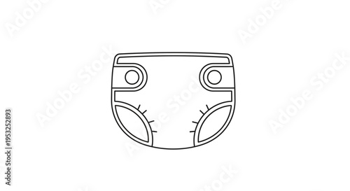 Baby Diaper Icon Outline, Simple Line Art, Minimalist Symbol for Childcare and Hygiene