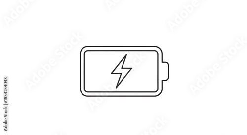 Minimal Battery Power Icon with Lightning Bolt Symbol Vector Illustration Design Element