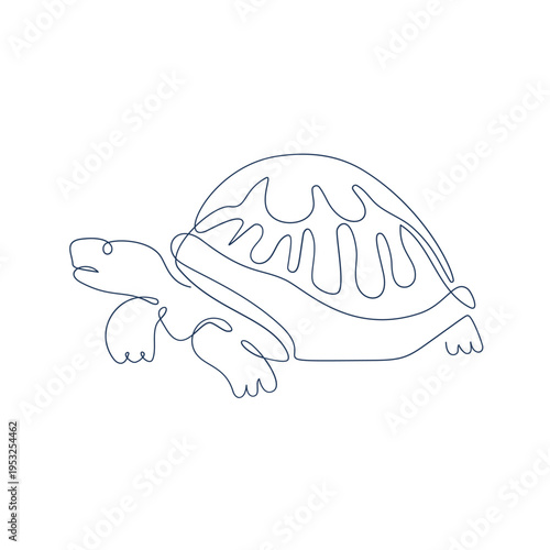 A minimalist line drawing of a tortoise