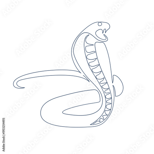 A minimalist line drawing of a cobra ready to strike