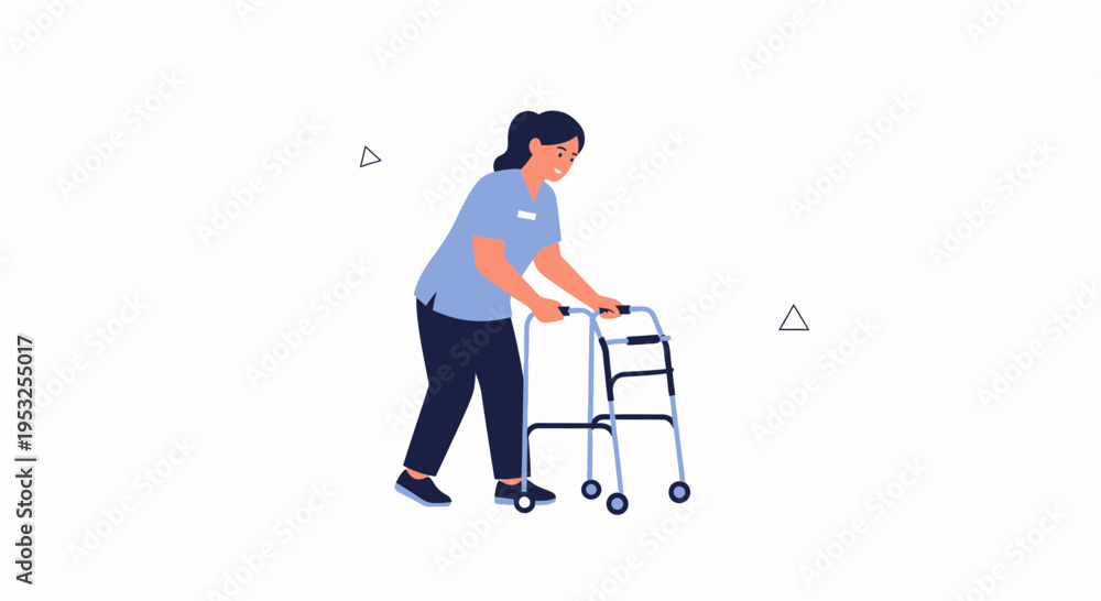 Fototapeta premium Nurse assisting elderly patient with walker, healthcare concept